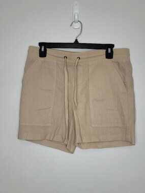 Wearables Linen Blend Women's Shorts Tan Pull On Drawstring Pockets 5" Inseam xs